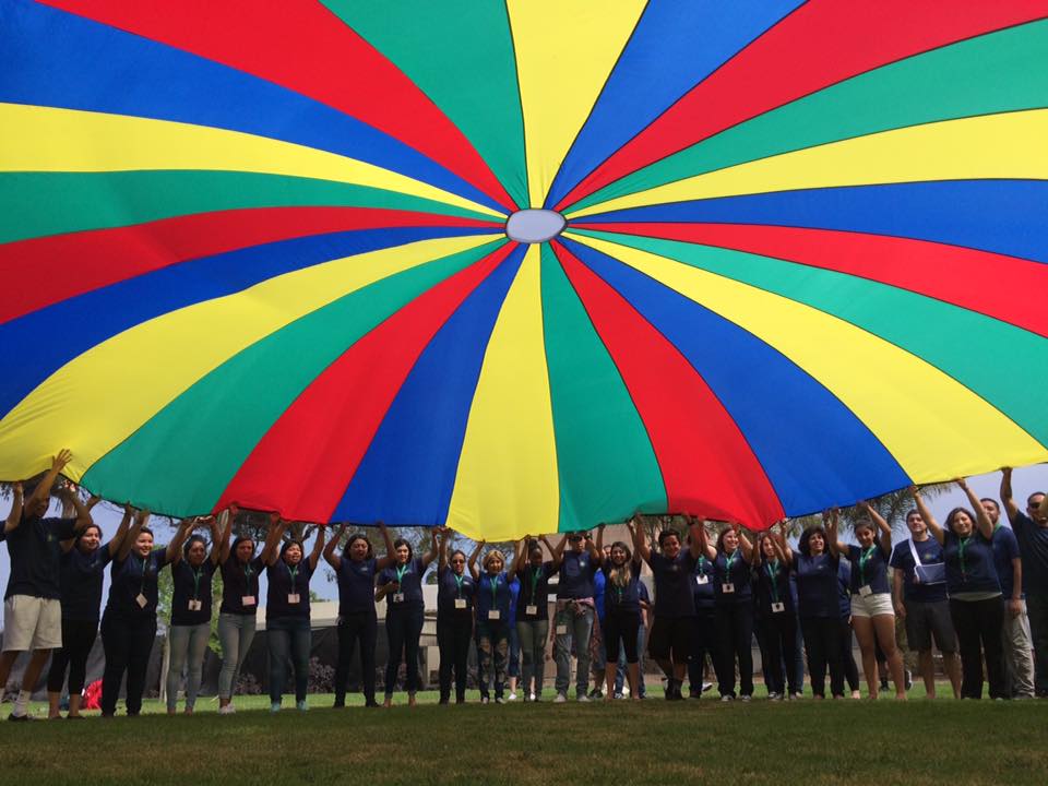 EOPS Region 6 Summer Institute parachute activity (Photo Credit: Shantaal Hernandez)