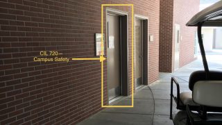 A view of the front door of the Campus Safety Office