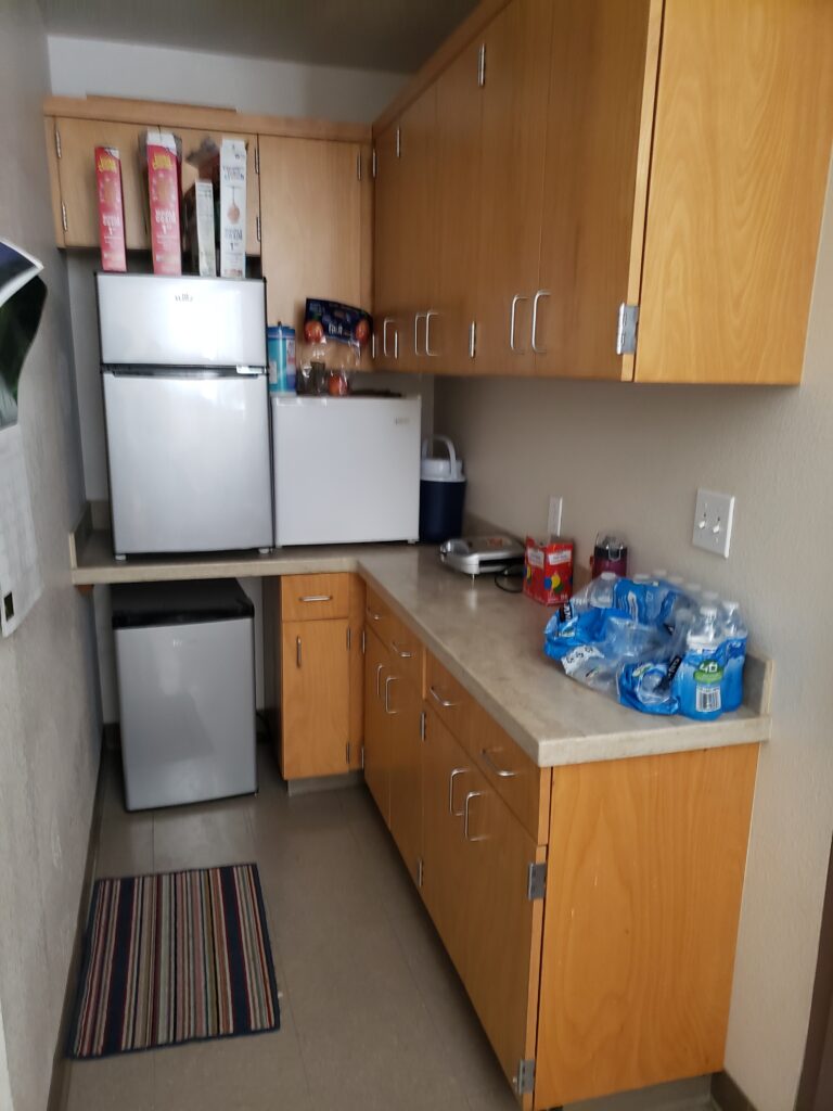 A view of an Ash Street dorm storage pantry