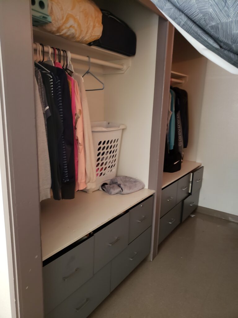 A look inside the closets of an Ash Street dorm room