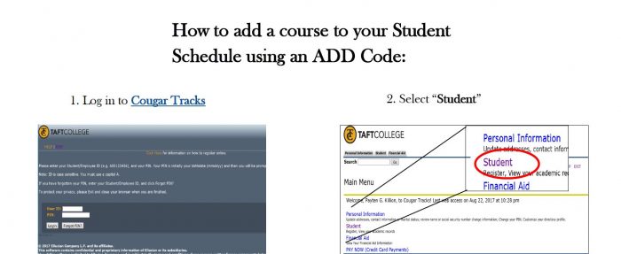 Screenshot of the tutorial with the title text "How to add a course to your Student Schedule using an ADD Code"